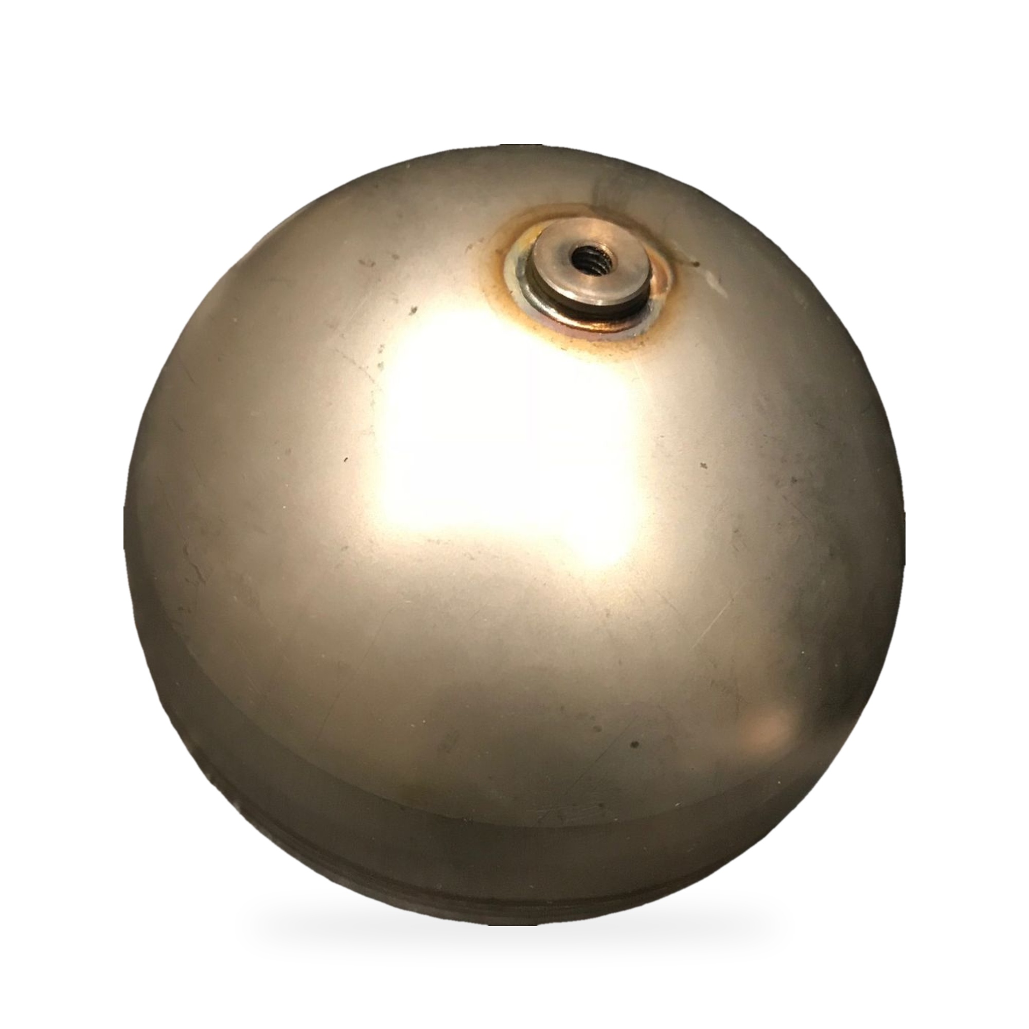 5″ stainless steel round float ball with a tapped thread