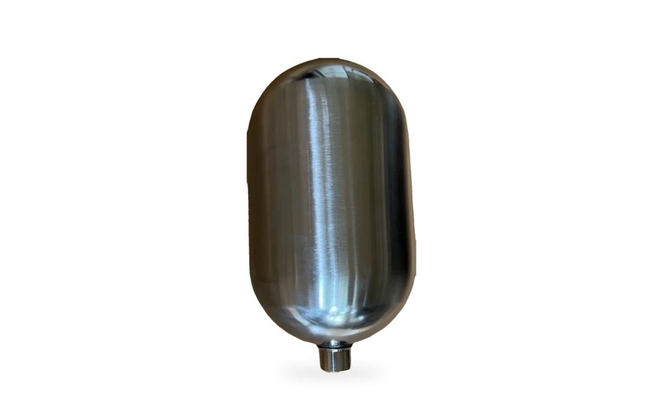 Brushed-finish 7×12″ stainless steel oblong float with an external thread