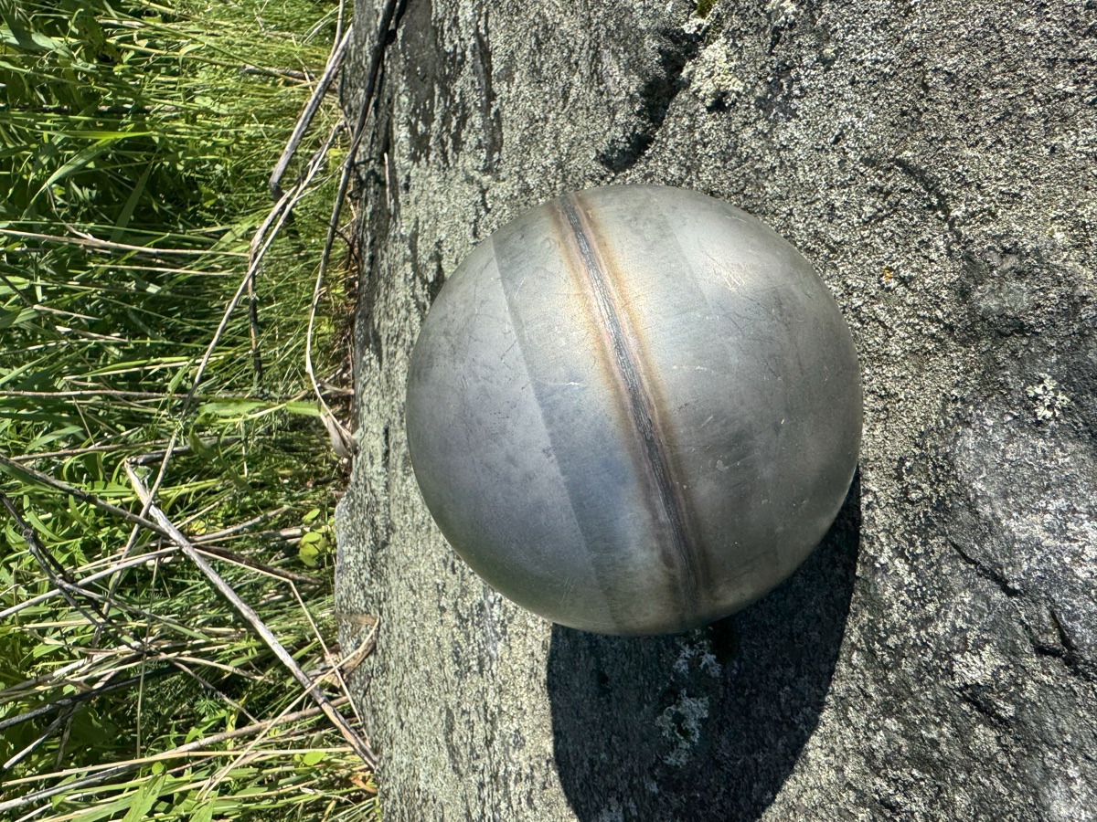 Large stainless steel round float ball with a seam-welded equator