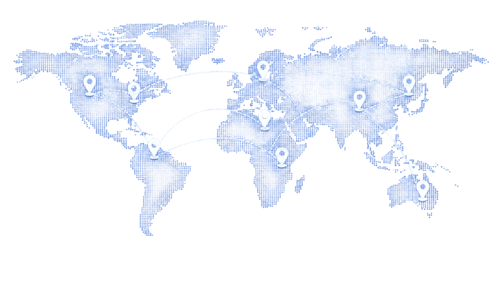 Dotted world map with shipping routes marked between North America, Europe, Asia and Australia